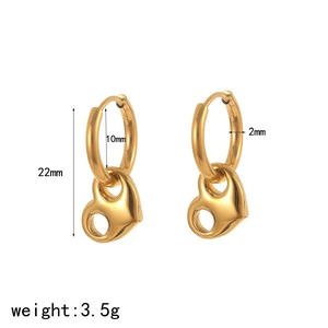Detail showing dimensions and weight of gold heart hoop earrings with measurement labels