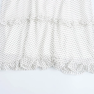 Robe longue rétro à pois avec ourlet à double volants en mousseline de soie blanche