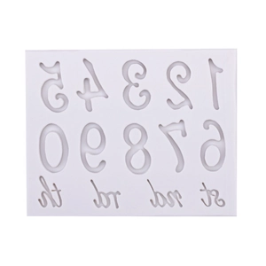 Silicone mold for 0-9 numbers and ordinal suffixes for fondant and chocolate baking