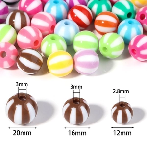 Colorful striped acrylic beads in 12mm 16mm and 20mm sizes for DIY jewelry making