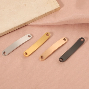 Minimalist curved geometric connector pendants in silver, gold, rose gold and black metal