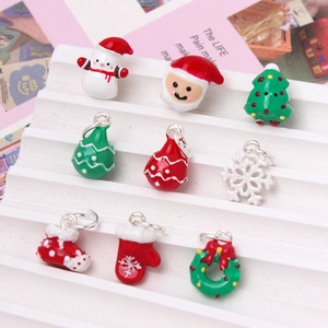 Breloques De Noël Alliage Émail Père Noël Bonhomme De Neige Arbre Flocon De Neige DIY Bracelet Collier Bijoux Pièces