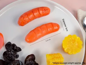Detailed realistic hot dog model with detailed texture and size measurements on a plate