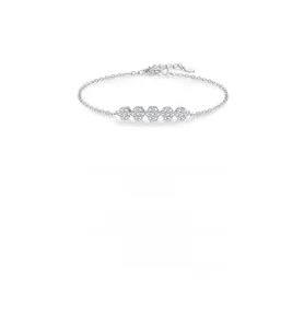 Macro view of S925 sterling silver bracelet showing sparkling hexagonal zircon elements