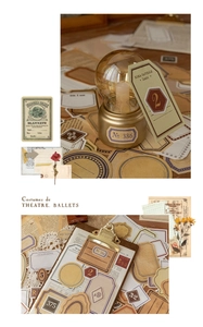 Macro shot of 100-piece vintage paper material pack for scrapbook collage art decor