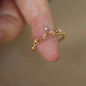 Crown Ring 925 Sterling Silver 18K Gold Plated Zircon Court Princess Style Elegant Luxury Jewelry For Women