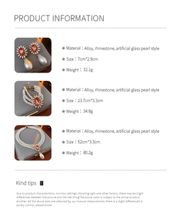Tableau des tailles pour ensemble de bijoux vintage en perles et strass rouges