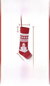 Dettaglio calza di Natale in maglia da 46cm con indicazione delle dimensioni e motivi