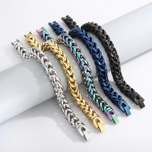 Men Stainless Steel Bracelet Franco Wheat Dragon Bone Link Chain Hip Hop Streetwear Fashion Jewelry Rugged Masculine