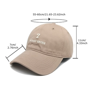 Berretto da baseball in cotone kaki con ricamo 7, cappello parasole regolabile