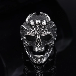 Skull Ring Stainless Steel Gothic Punk Rock Hip Hop Vintage Polished Jewelry For Men Halloween