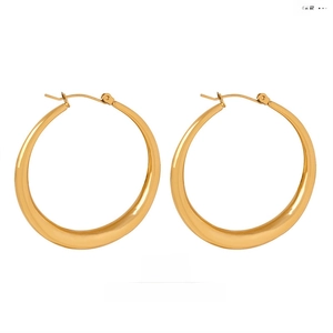 Chunky Hoop Earrings Titanium Stainless Steel High Polish Thick Tube Large Round Geometric Minimalist Bold Style Women