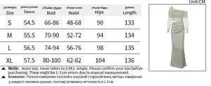 Detailed size chart for mesh off-shoulder dress with S to XL measurements in CM