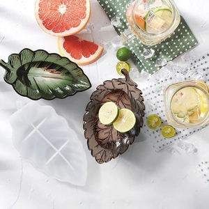 Leaf shaped silicone mold for DIY resin storage trays with tropical palm leaf texture