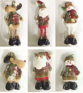 Detailed grid view of plush Christmas ornaments featuring Santa, elk and snowman figures