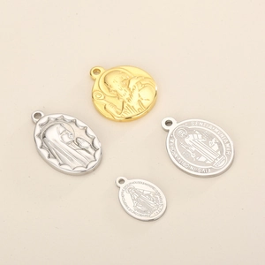 Détails de pendentifs religieux en acier inoxydable doré et argenté pour colliers DIY