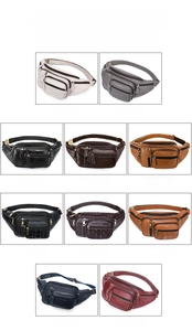 Multiple colors of men genuine leather waist bags in smooth and crocodile patterns