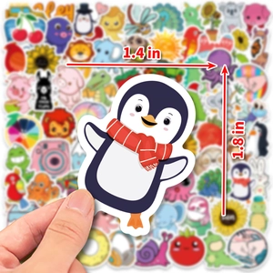 100pcs VSCO style cartoon animal stickers measuring 1.4x1.8 inches for DIY decoration