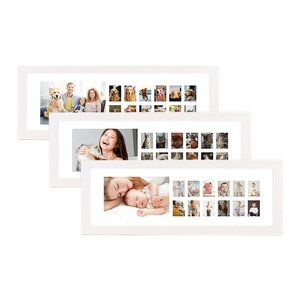 Multi Aperture Photo Frame MDF Wood Kids Growth Record ID Picture Display Modern Wall Tabletop Decor