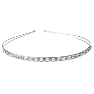 Double layered silver headband with white rhinestones and pearls for women and kids