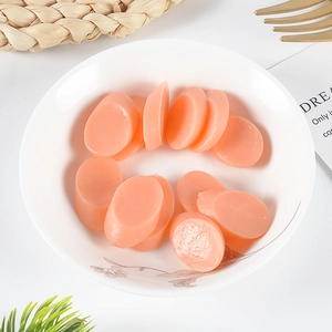 Miniature PVC ham sausage slices for dollhouse kitchen DIY crafts in a white bowl