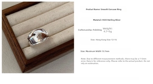 Macro detail of S925 sterling silver saddle ring with 13.7mm wide polished finish