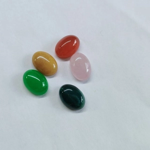 Polished oval natural stone cabochons in five colors for jewelry making accessories