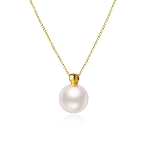 French vintage S925 sterling silver pearl necklace with elegant gold box chain