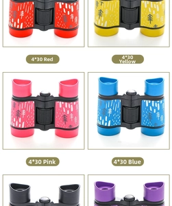 Detail view of 4x30 binoculars for kids with colorful Nordic pine tree patterns