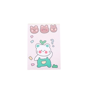Mini pink cartoon notepad with cute bear illustrations on a clean white background