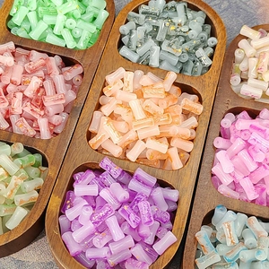 Cylindrical bamboo-shaped glass beads with gold foil for DIY jewelry making