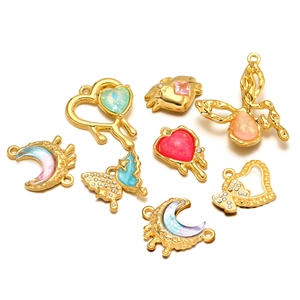 Stainless Steel Moon Heart Butterfly Pendants With Colored Stone Enamel Rhinestone DIY Jewelry Making Charms Elegant