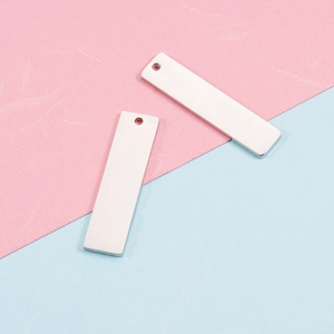 Polished 32mm rectangular stainless steel bar pendants for DIY jewelry making and engraving