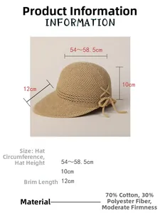 Tabella taglie dettagliata per cappello parasole con misure della tesa e altezza