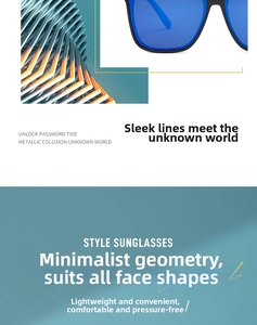 Close-up of square black frame sunglasses featuring vibrant blue mirrored polarized lenses