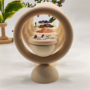 Vertical wooden aromatherapy diffuser ring with colorful crystal stones for home fragrance