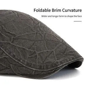 Unisex dark grey cotton flat cap with foldable brim and wide design to shape the face