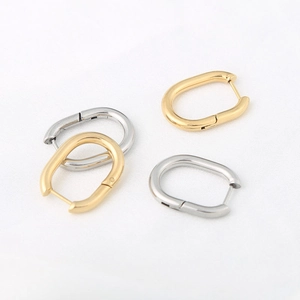 Polished stainless steel U-shaped hoop earrings in gold and silver finish set