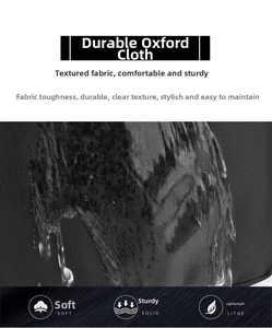 Detailed macro view of water-resistant black oxford cloth fabric on men's sling bag