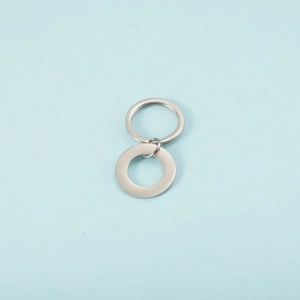 Macro shot of silver stainless steel key ring set for DIY jewelry and pendant accessories