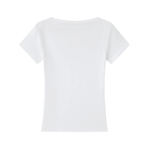 Close-up of the fine texture and high-quality cotton fabric of a white slim fit T-shirt