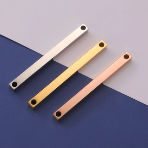 Polished titanium steel rectangular 3D bar pendants in silver, gold, and rose gold finishes