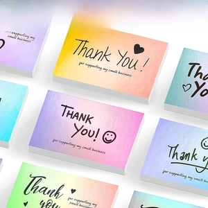 Holographic rainbow thank you cards for supporting small business, 50-pack set
