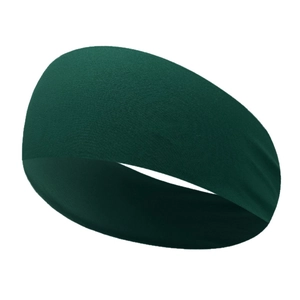 Deep green elastic sports headband for fitness and running made of breathable knit fabric
