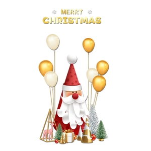 3D-Weihnachtsdeko-Set mit Weihnachtsmann-Gnom, goldenen Ballons und Geschenkboxen