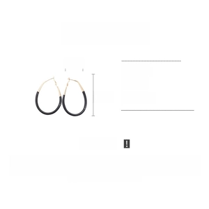 Detail view of oval black and gold enamel earrings showing dimensions 4.4x6.5cm
