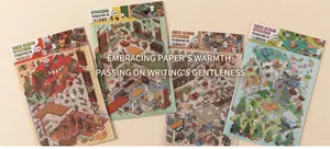 2.5D isometric cartoon stickers featuring miniature shop scenes and outdoor camping themes