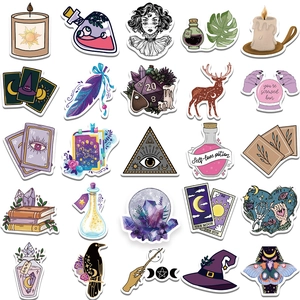 Collection of bohemian magic spell and moon stickers on a clean white background