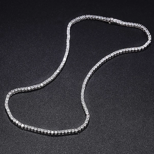 Sparkling 2.5mm moissanite tennis necklace in S925 sterling silver on black background