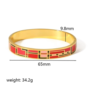 Details zu 9,8mm Breite und 65mm Innendurchmesser des goldenen Emaille-Armreifs
